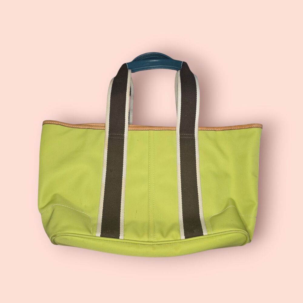 Coach Hampton Weekend Tote Lime Green Chartreuse Nylon Y2K Tote Bag C04K-6261 - Picture 5 of 8